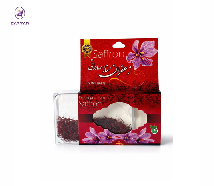 زعفران سرگل 4 گرمی زروان در ظرف طلقی و مقوایی
